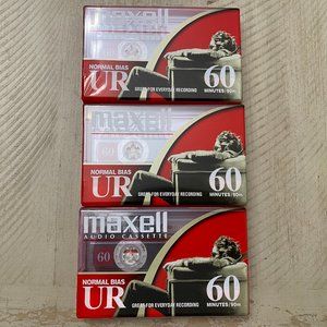 Maxwell Normal Bias UR 60 Blank Audio Cassette Tapes 60 Min 3-Pack- NEW Sealed